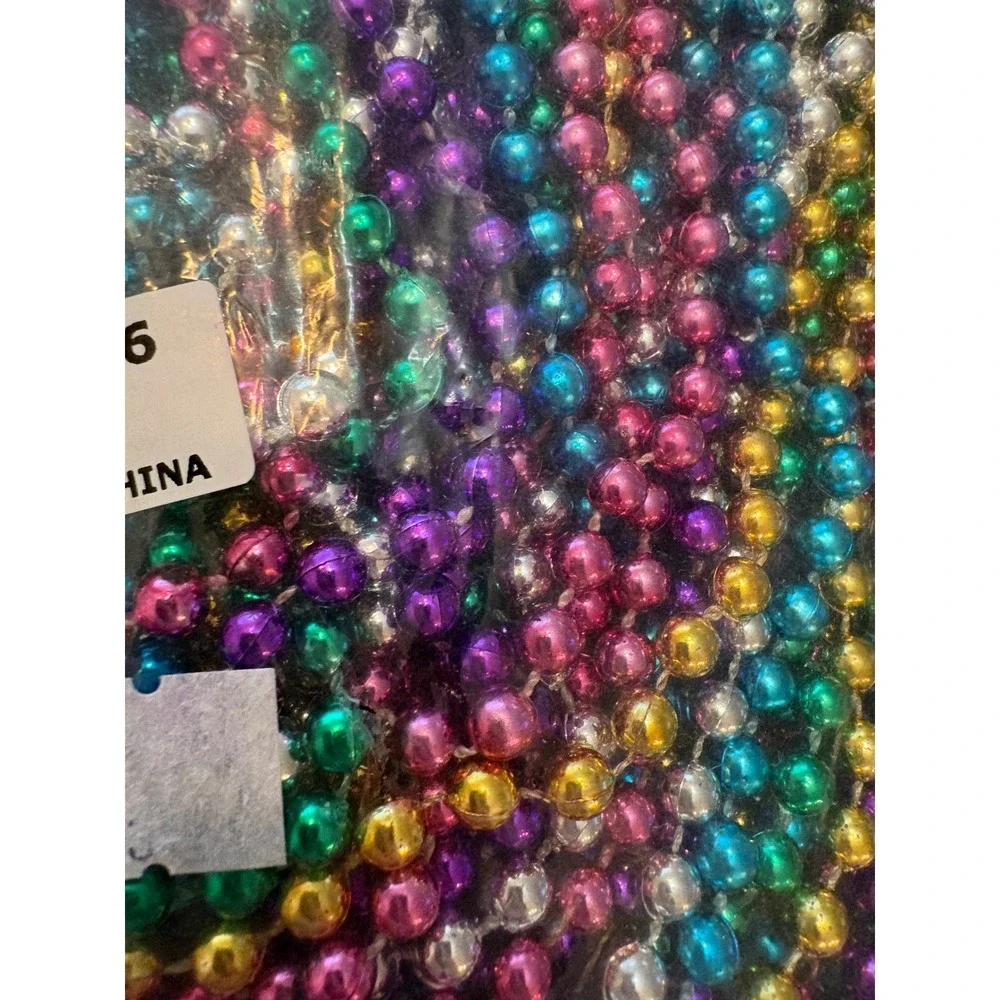 4 Dozen Bulk Mardi‎ Gras Beads Metallic Multi Color Party Favors 48 Strands